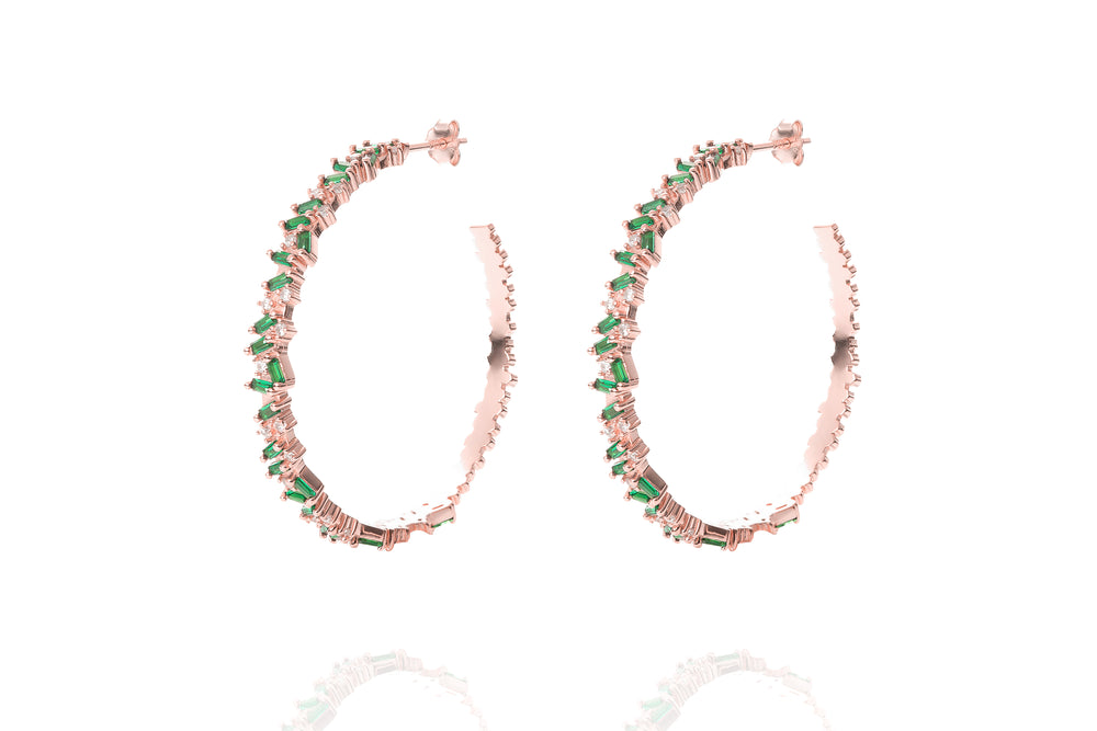 LORA BIG HOOPS - Emerald Grün/ Roségold - LIMITIERT
