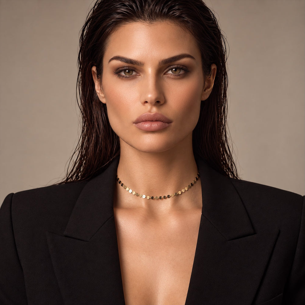 NEVE Choker - Pailletten Choker - Gold / Roségold