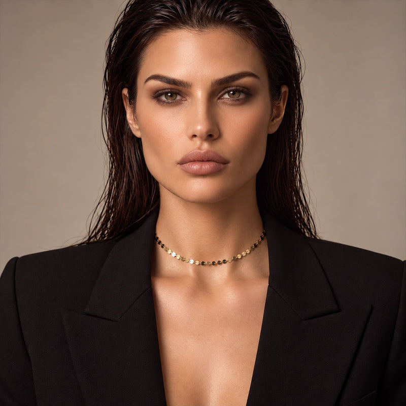 NEVE Choker - Pailletten Choker - Gold / Roségold