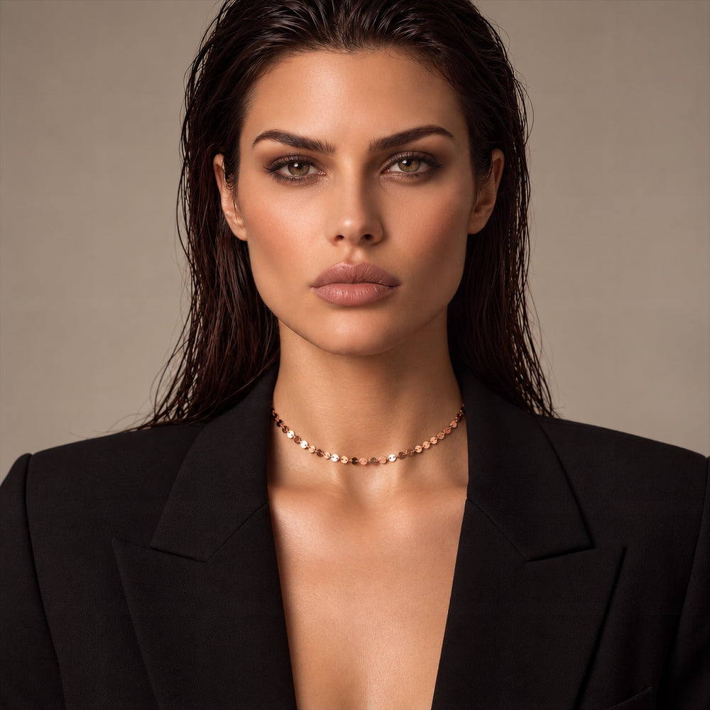 NEVE Choker - Pailletten Choker - Gold / Roségold