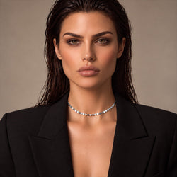 NEVE Choker - Pailletten Choker - Silber