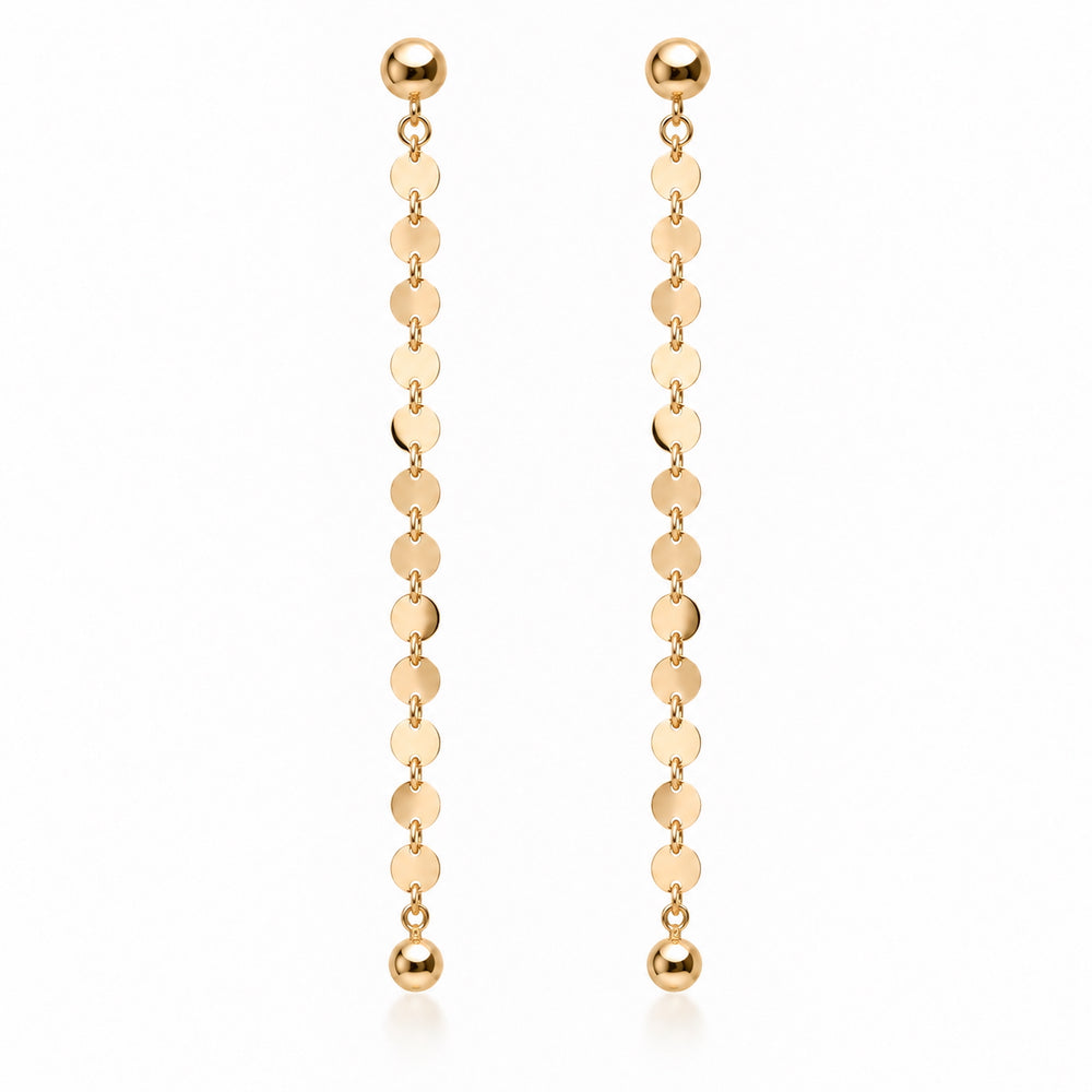 NEVE Earring - langer Pailletten Ohrring - Gold / Roségold