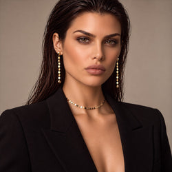 NEVE Earring - kurzer Pailletten Ohrring - Gold / Roségold