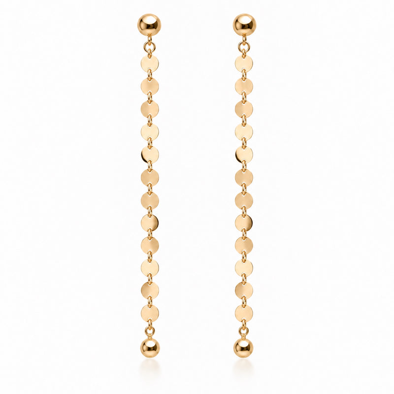 NEVE Earring - langer Pailletten Ohrring - Gold / Roségold