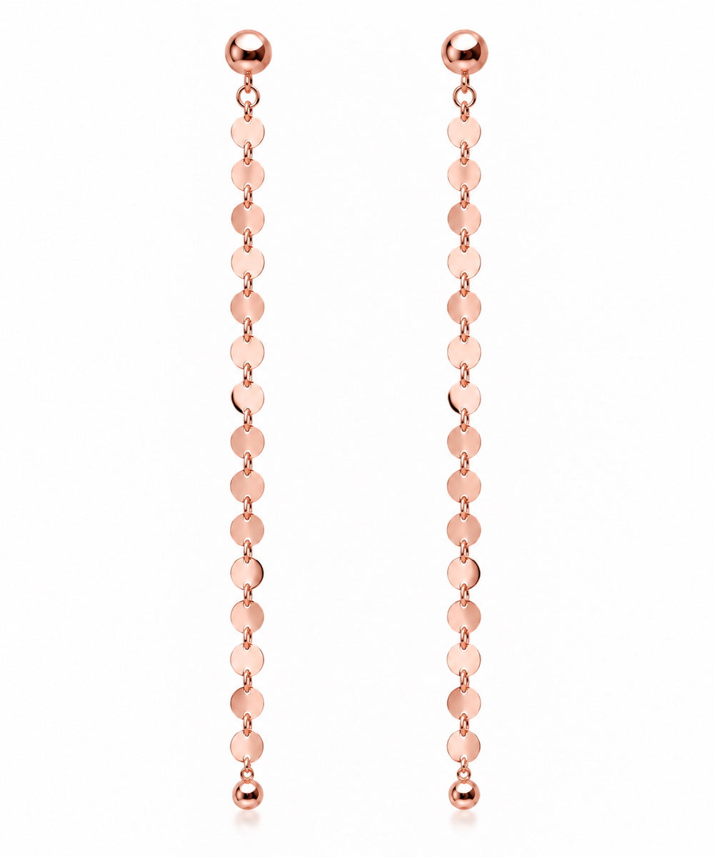NEVE Earring - langer Pailletten Ohrring - Gold / Roségold