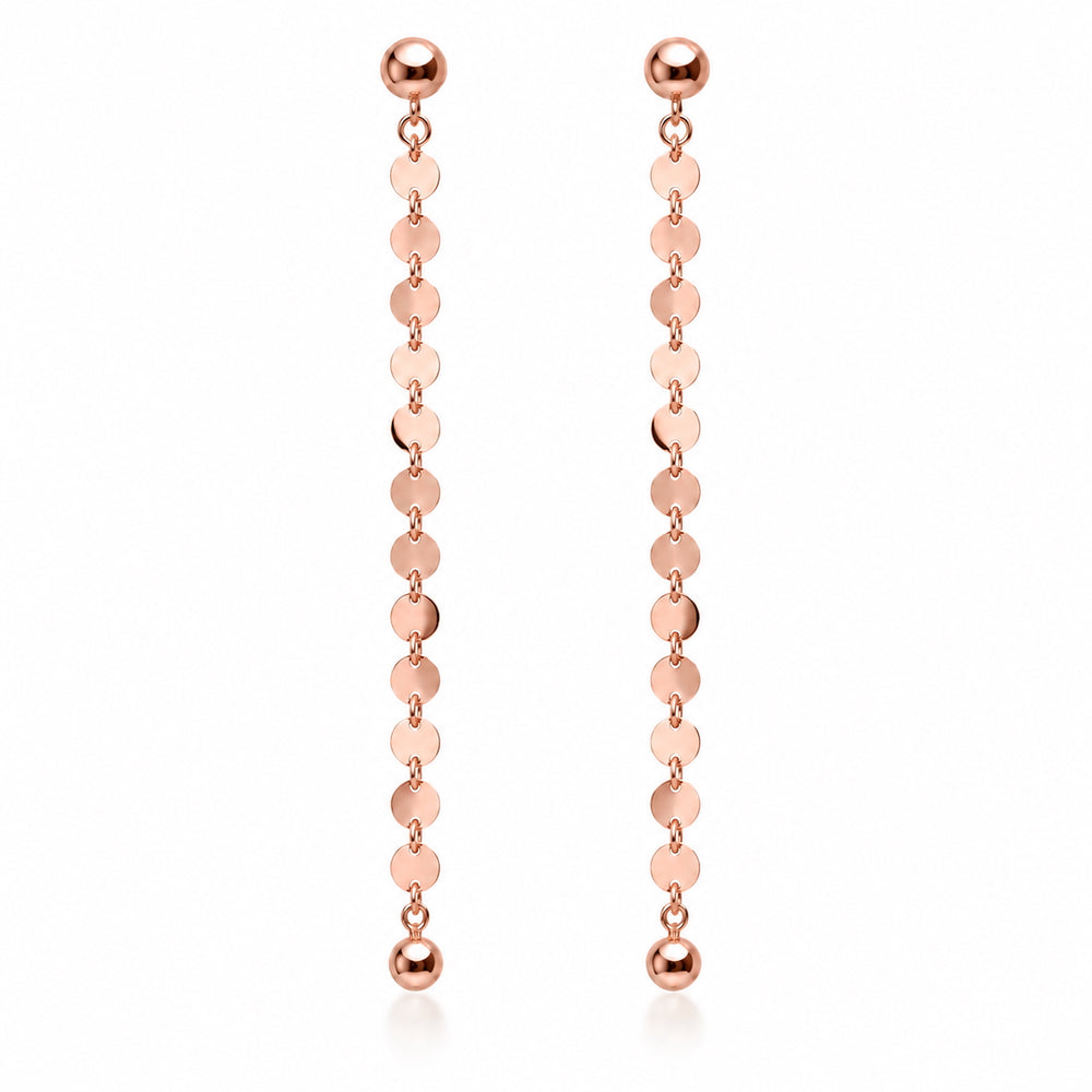 NEVE Earring - langer Pailletten Ohrring - Gold / Roségold