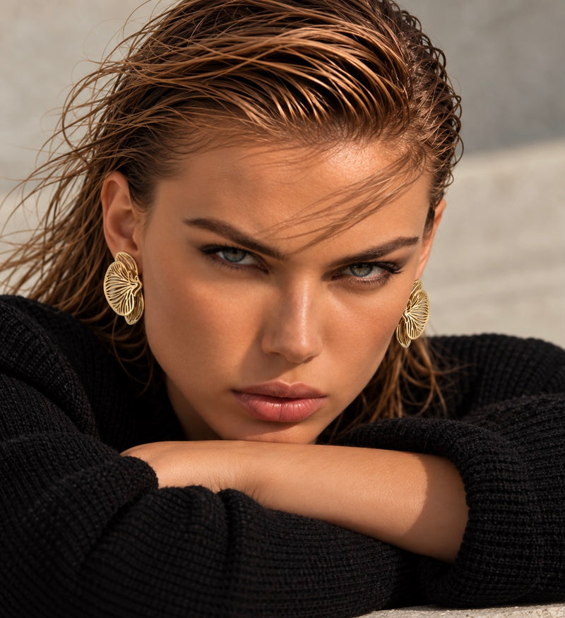 Orchid Oversize Earrings - Gold