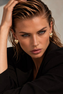 Puffy Heart Oversize Earrings- Gold