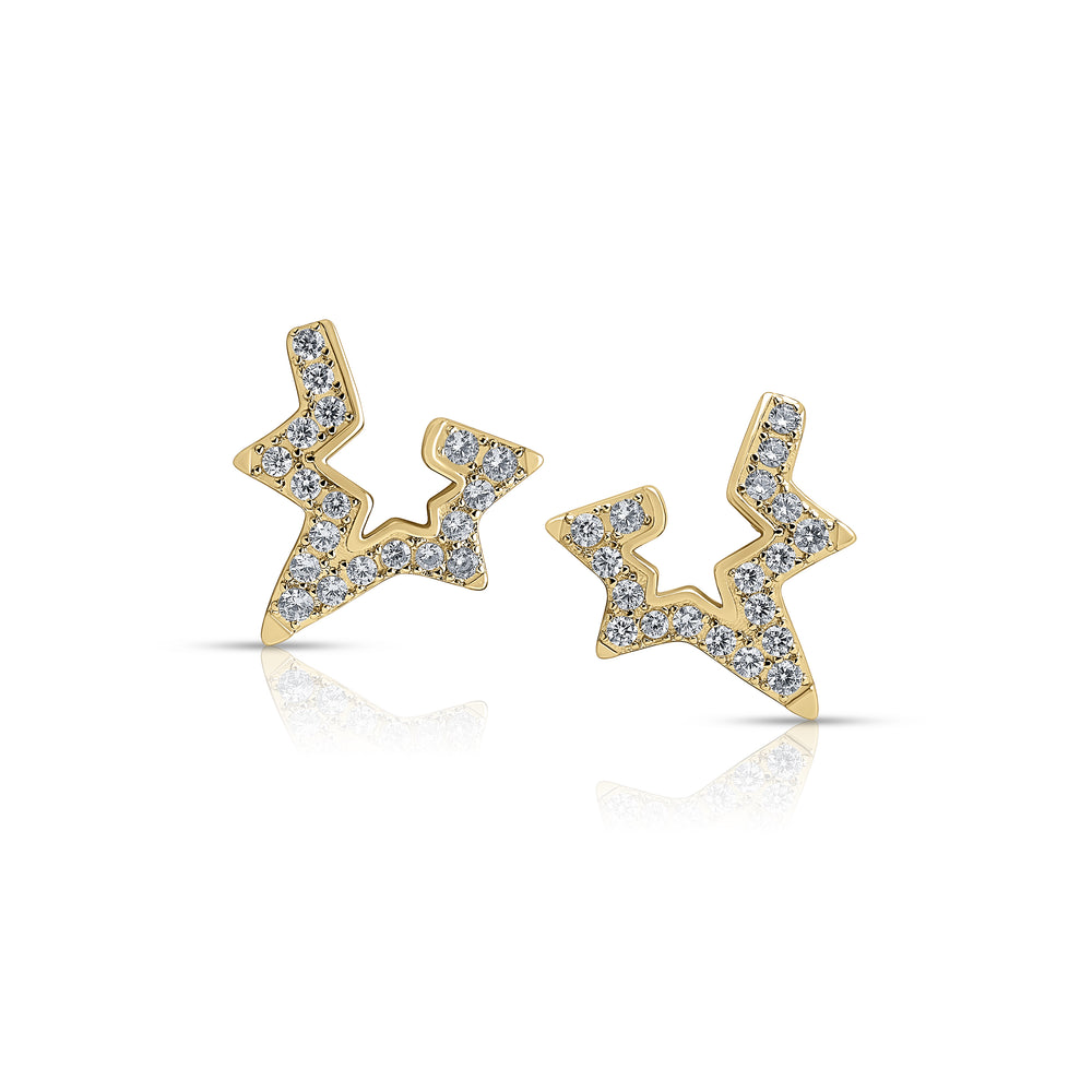 Star Earrings with Pavé Gold