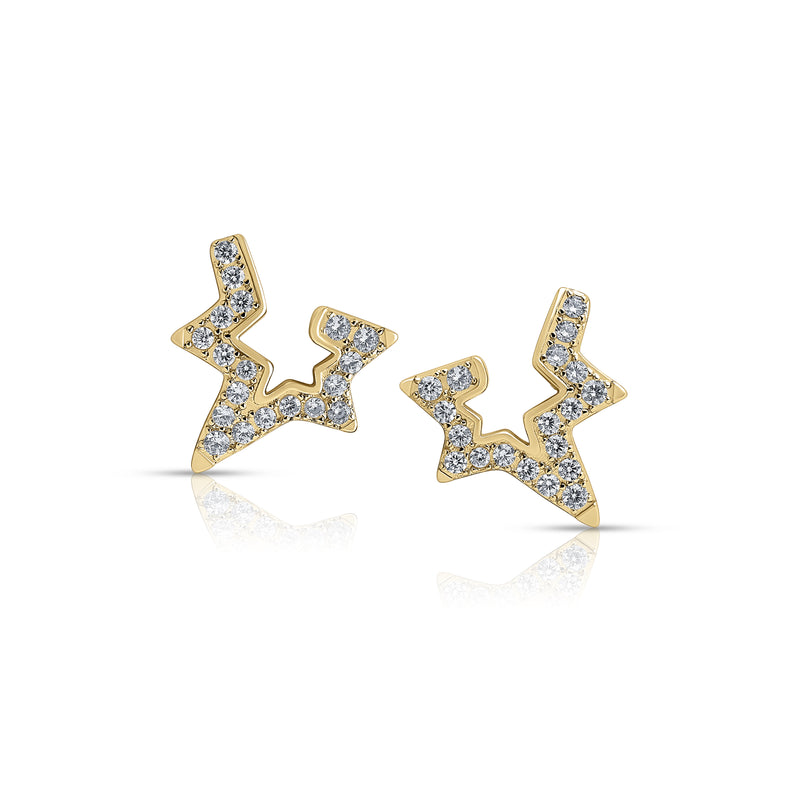 Star Earrings with Pavé Gold