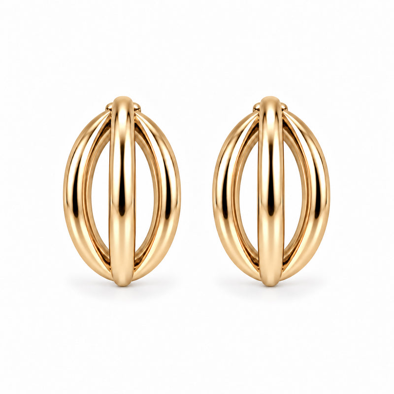 Triple Dimension Earrings - Gold