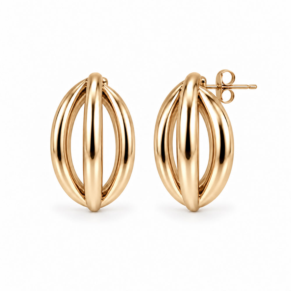 Triple Dimension Earrings - Gold