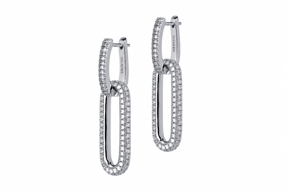YVAZRA 2in1 FULL PAVÈ EARRINGS - SILBER