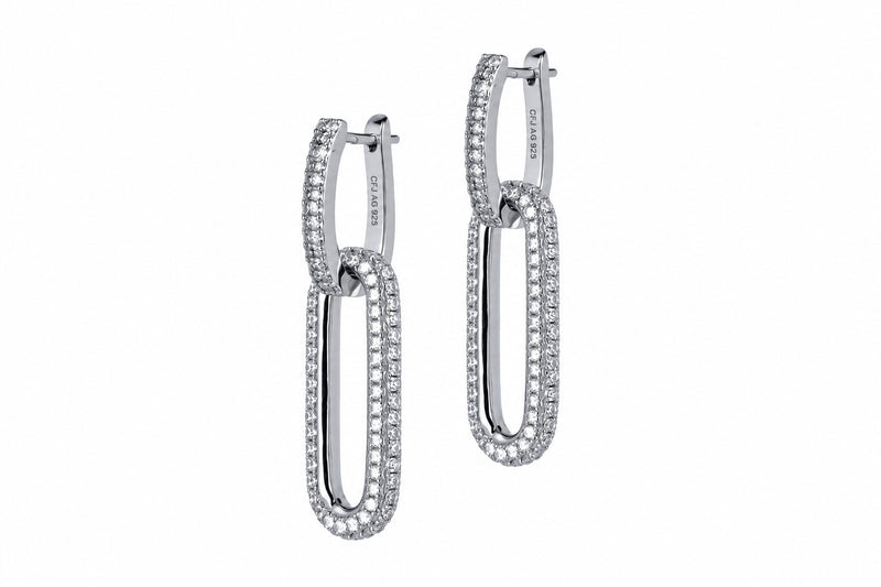 YVAZRA 2in1 FULL PAVÈ EARRINGS - SILBER