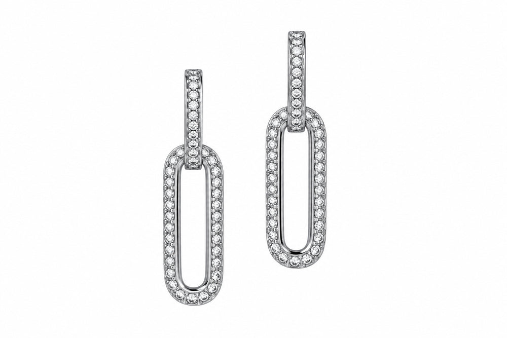 YVAZRA 2in1 FULL PAVÈ EARRINGS - SILBER
