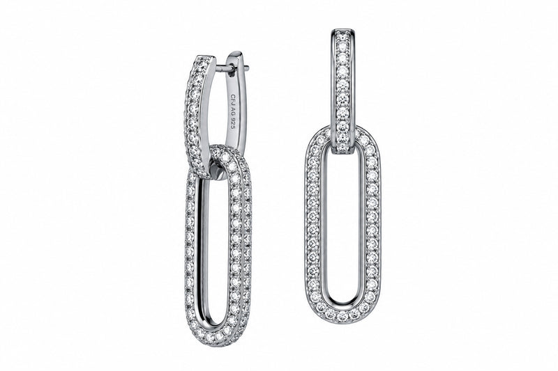 YVAZRA 2in1 FULL PAVÈ EARRINGS - SILBER
