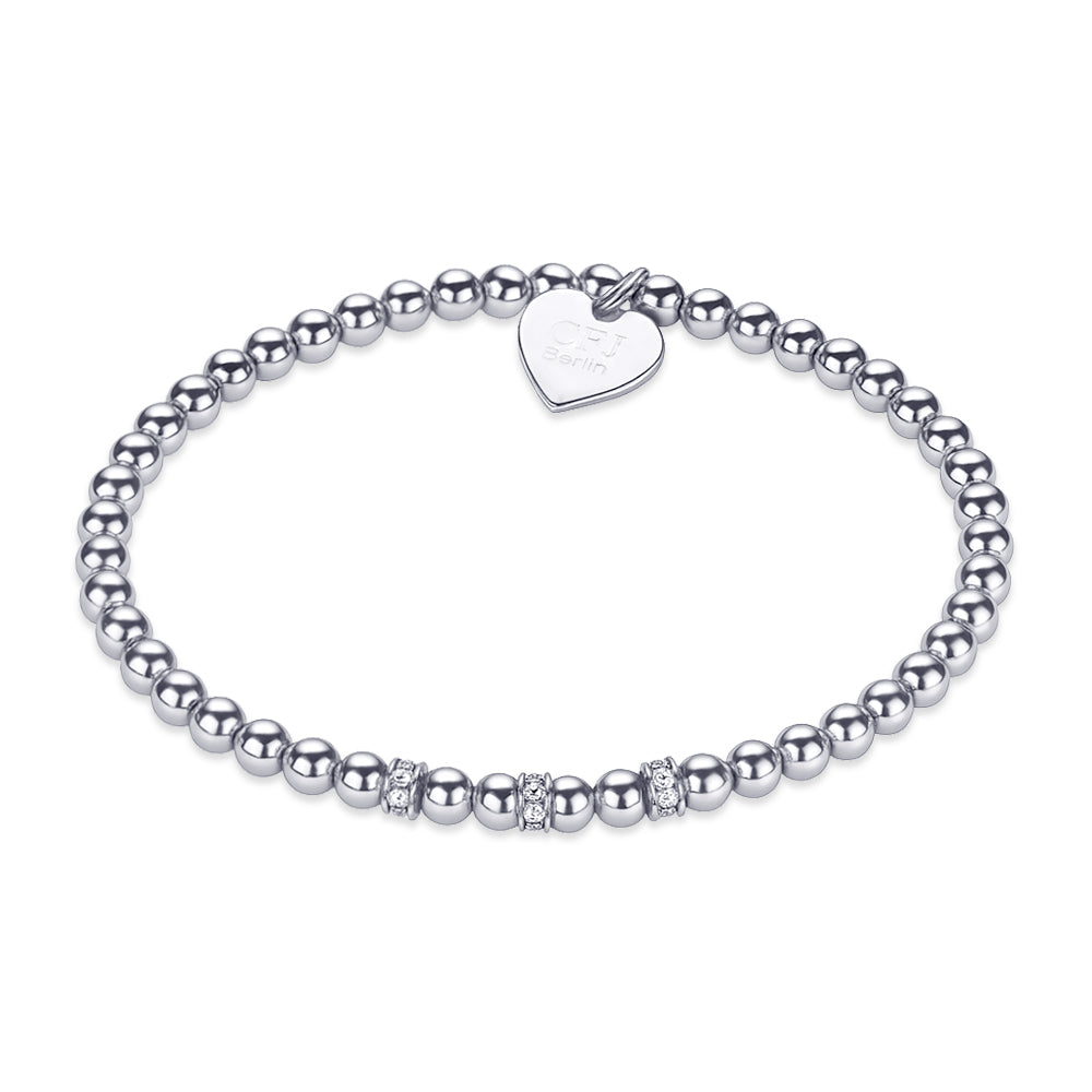 IZZARA MINI  - Kugelarmband mit Glitzerelementen - Elastisch oder mit Verschluss - 4mm - 925 Silber