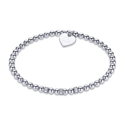 IZZARA MINI  - Kugelarmband mit Glitzerelementen - Elastisch oder mit Verschluss - 4mm - 925 Silber