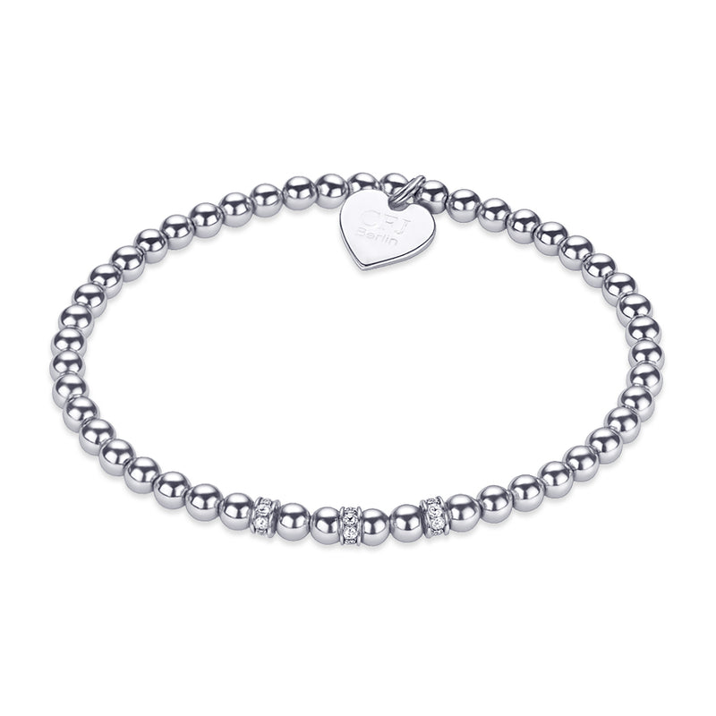 IZZARA MINI  - Kugelarmband mit Glitzerelementen - Elastisch oder mit Verschluss - 4mm - 925 Silber