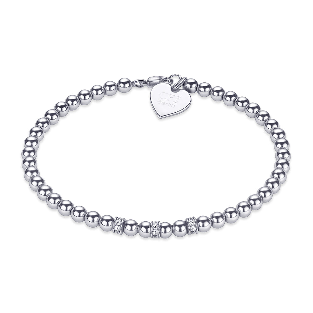 IZZARA MINI  - Kugelarmband mit Glitzerelementen - Elastisch oder mit Verschluss - 4mm - 925 Silber