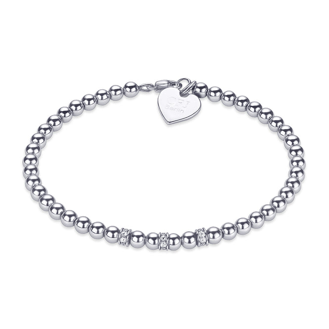 IZZARA MINI  - Kugelarmband mit Glitzerelementen - Elastisch oder mit Verschluss - 4mm - 925 Silber