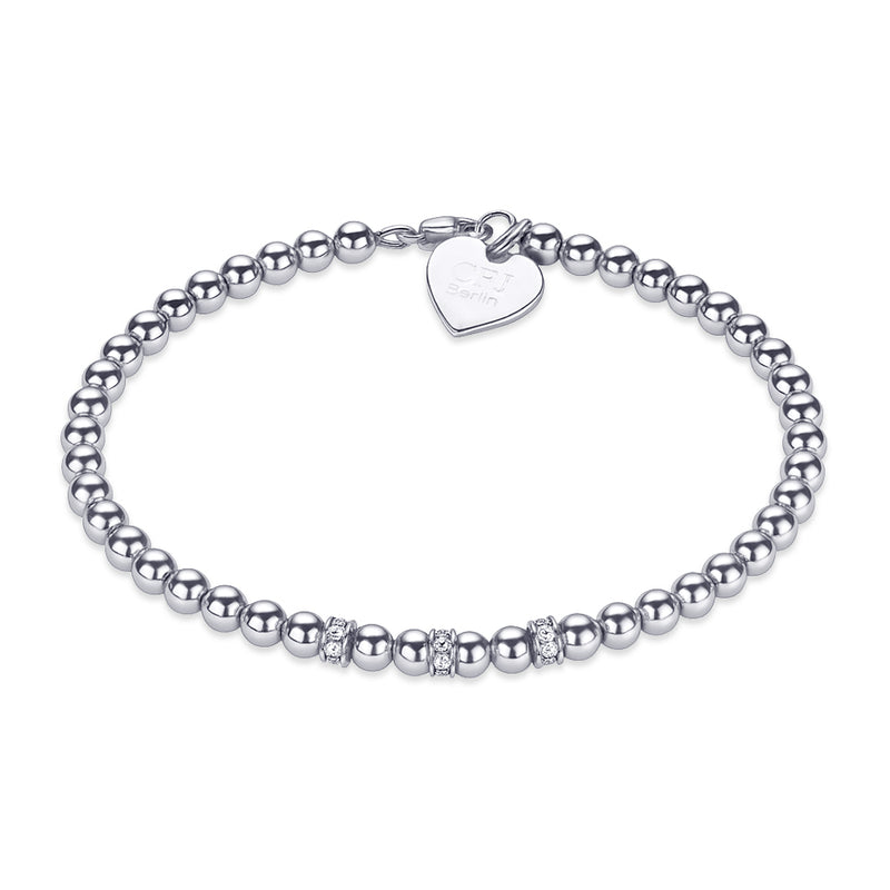 IZZARA MINI  - Kugelarmband mit Glitzerelementen - Elastisch oder mit Verschluss - 4mm - 925 Silber