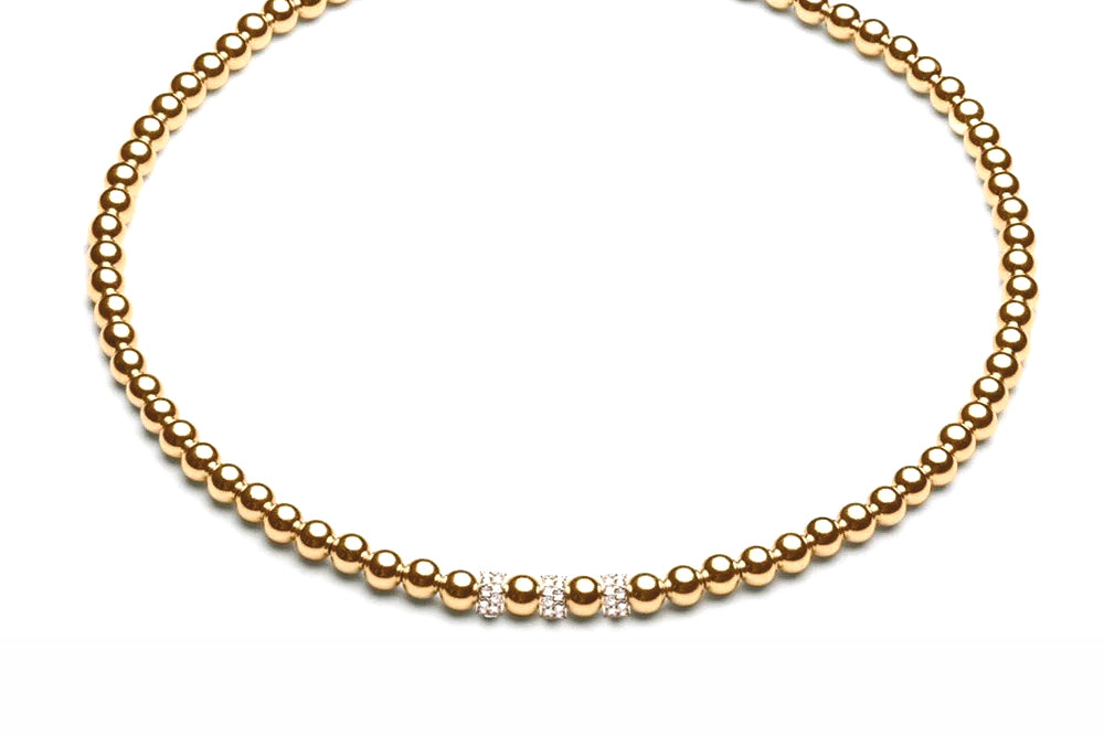 ZIVA CHOKER - Kugelkette mit grossen Glitzerelementen - 5mm -  14k Gold/ Roségold filled
