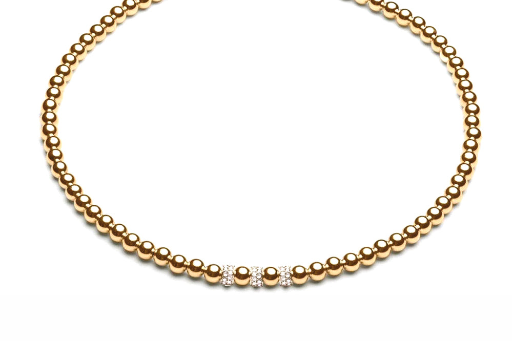 ZIVA CHOKER - Kugelkette mit grossen Glitzerelementen - 5mm -  14k Gold/ Roségold filled