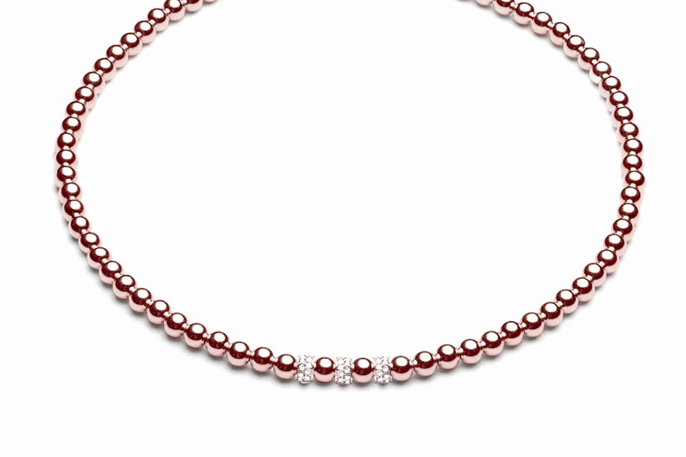 ZIVA CHOKER - Kugelkette mit grossen Glitzerelementen - 5mm -  14k Gold/ Roségold filled