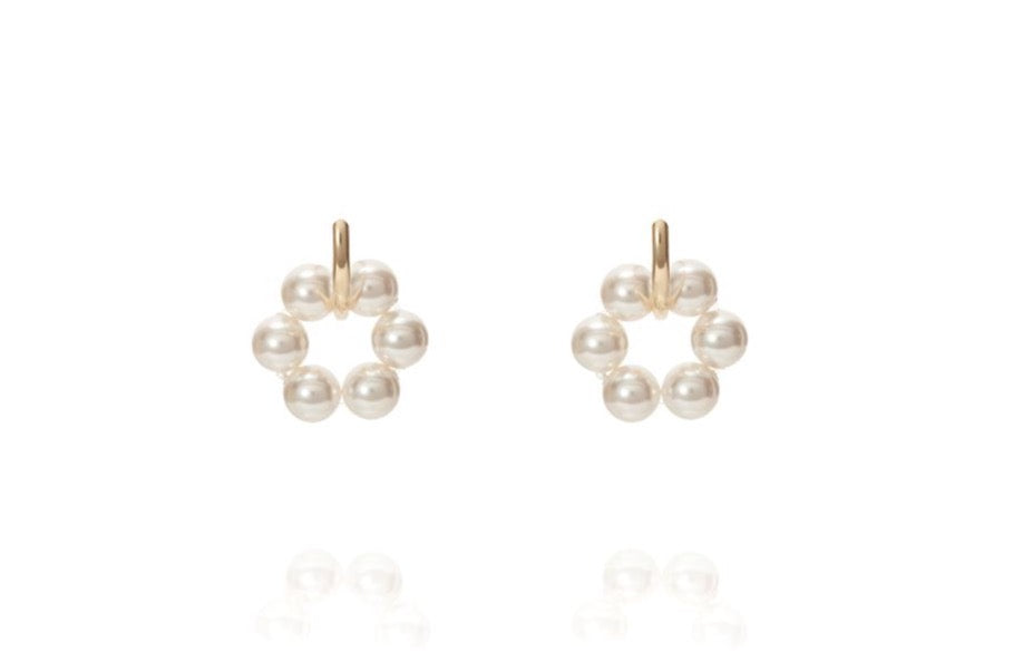AZALEA Diamond Pearl Earring - Medium Loop - Gold - CLASSYANDFABULOUS JEWELRY