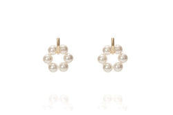 AZALEA Diamond Pearl Earring - Medium Loop - Gold - CLASSYANDFABULOUS JEWELRY