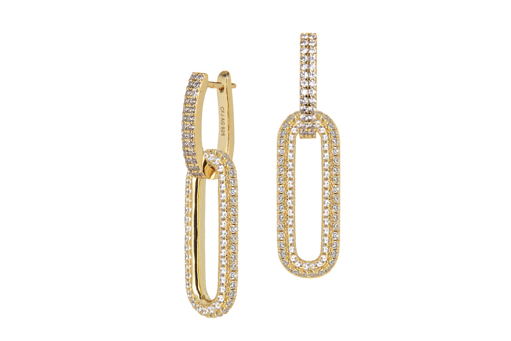 YVAZRA 2in1 FULL PAVÈ EARRINGS - GOLD