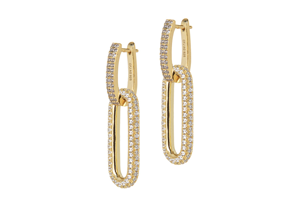 YVAZRA 2in1 FULL PAVÈ EARRINGS - GOLD