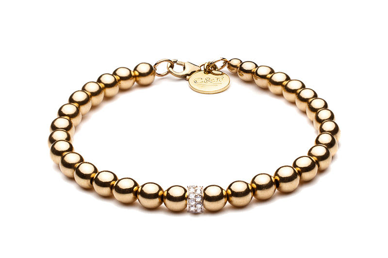 ZIVA BIG MINI  - Kugelarmband mit grossem Glitzerelement - 5mm -  Gold