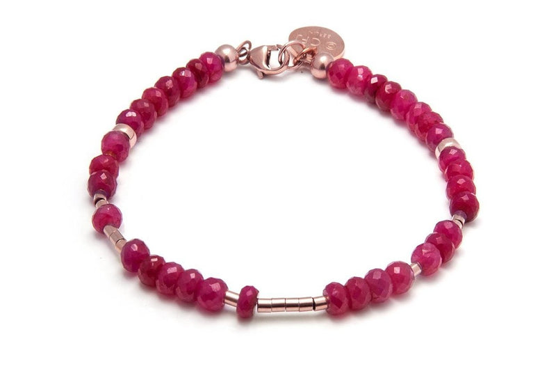 RUBY - All In Morsecode Bracelet - Kugelarmband - Rubin/ Roségold - CLASSYANDFABULOUS JEWELRY