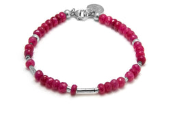 RUBY - All In Morsecode Bracelet - Kugelarmand - Rubin/ Silber - CLASSYANDFABULOUS JEWELRY