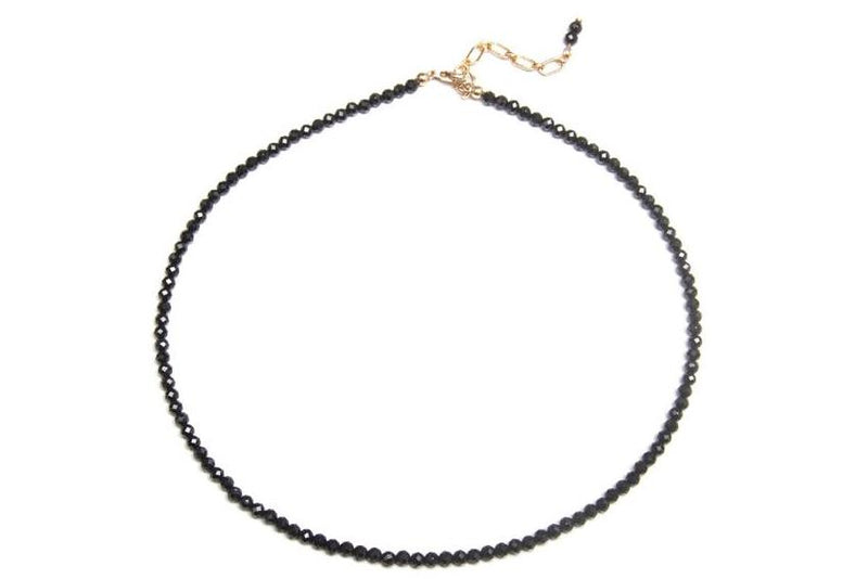 RAJA Black Choker Necklace - Edelstein Kugelkette 3mm -  Schwarz- Gold - CLASSYANDFABULOUS JEWELRY
