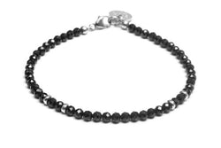 ISRA Black Bracelet- Edelstein Kugelarmband 3mm -  Schwarz/ Silber - CLASSYANDFABULOUS JEWELRY