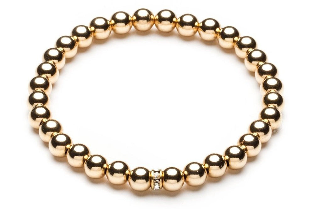ZIVA MEDIUM  - Kugelarmband mit Glitzerelement - 6mm -  Gold - CLASSYANDFABULOUS JEWELRY