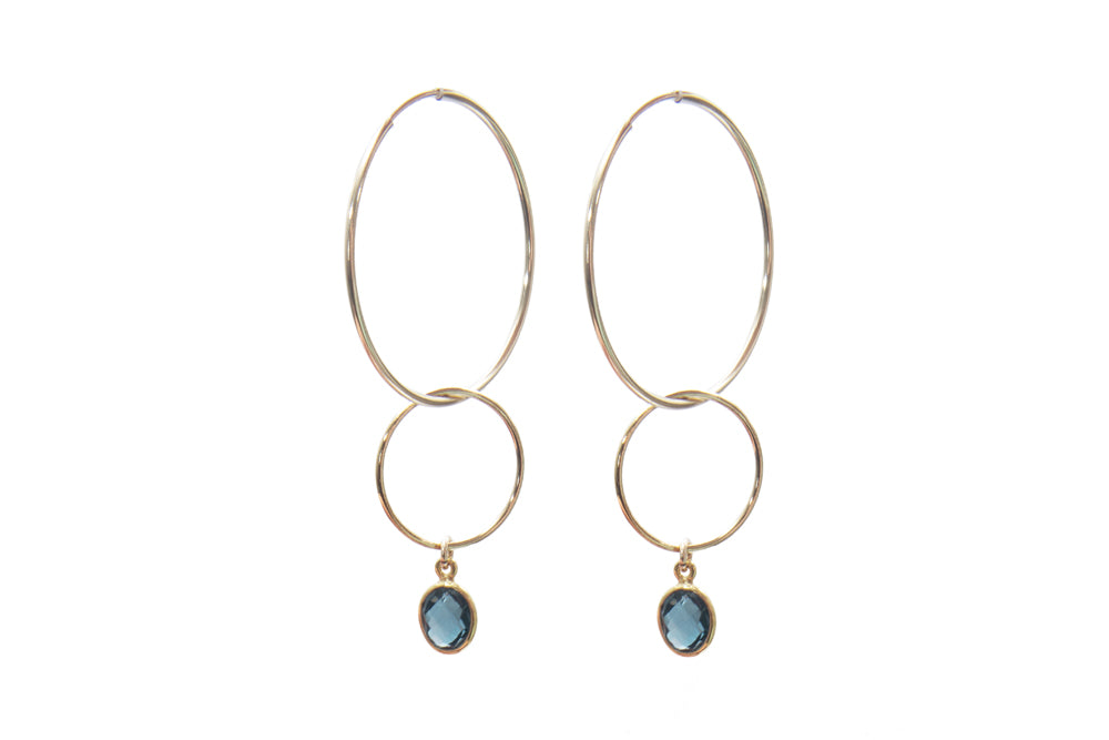 IZABELLA - wunderschöne Edelstein Creolen - 2in1 - versch. Edelsteine /Gold - CLASSYANDFABULOUS JEWELRY