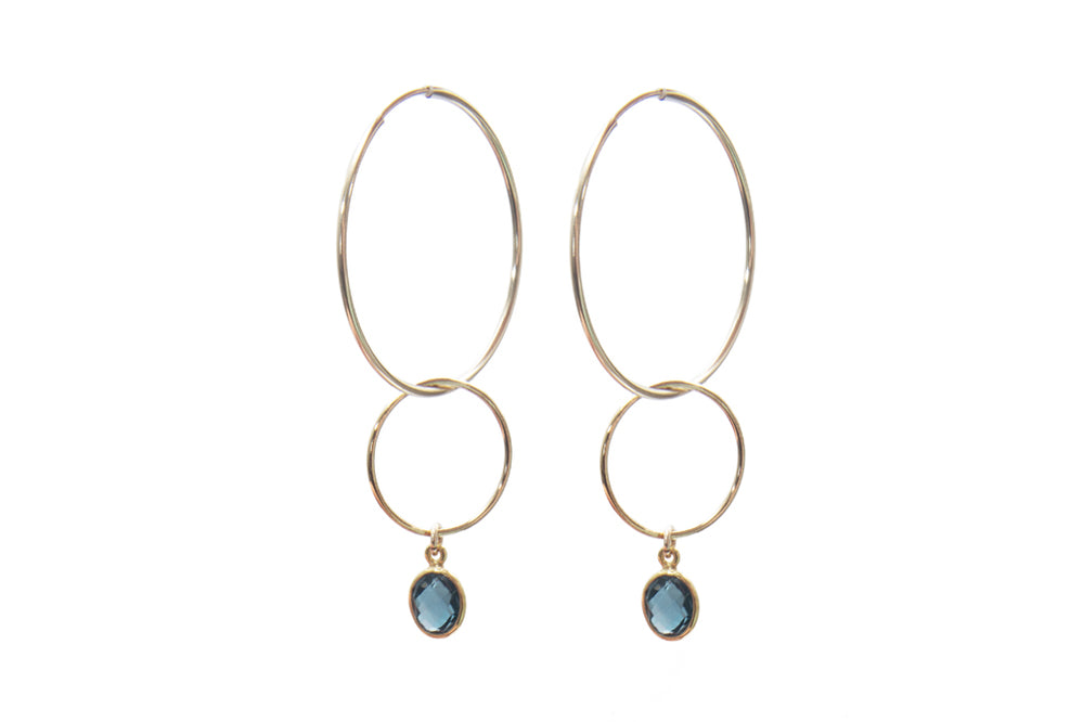IZABELLA - wunderschöne Edelstein Creolen - 2in1 - versch. Edelsteine /Gold - CLASSYANDFABULOUS JEWELRY