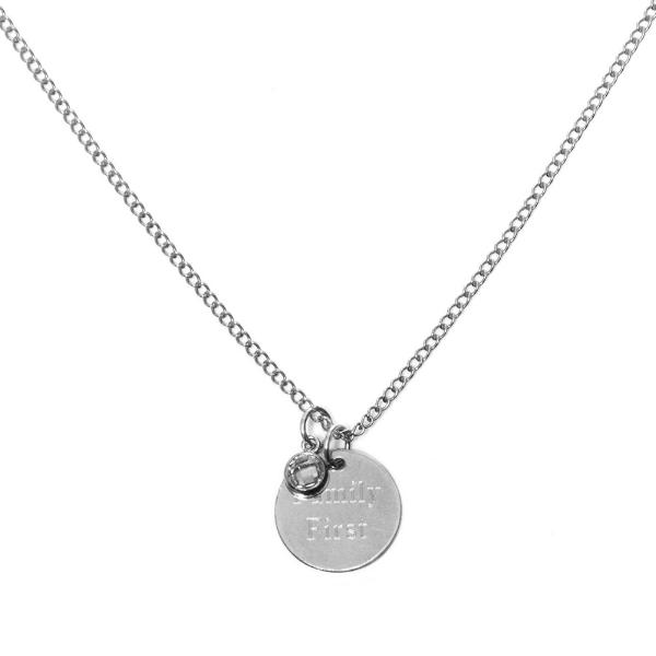 CARA Sparkle  - THE LOVE TAG NECKLACE - Kette mit gravierbarem Medaillon Anhänger und Zirkonia  -  Silber - CLASSYANDFABULOUS JEWELRY