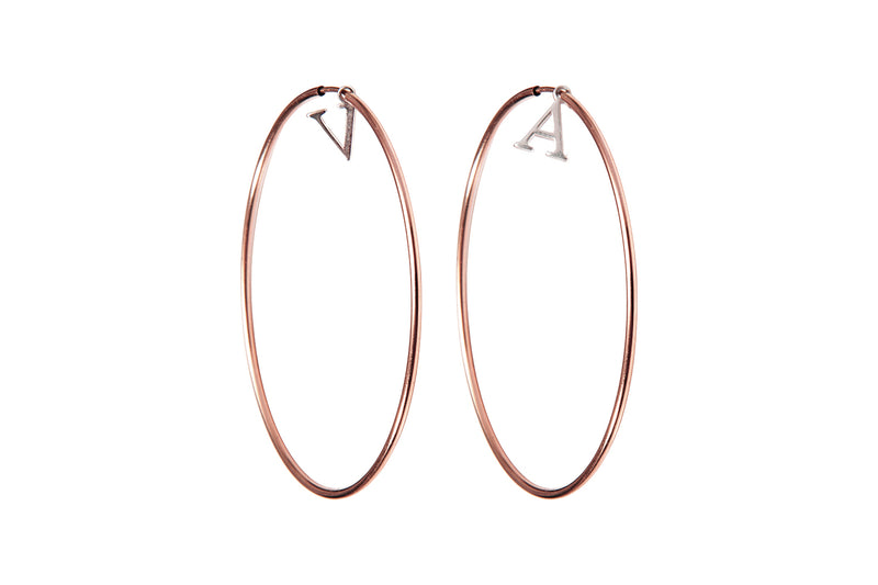 INITIAL HOOPS  - Creole mit Initialen -  Roségold/ Silber - CLASSYANDFABULOUS JEWELRY