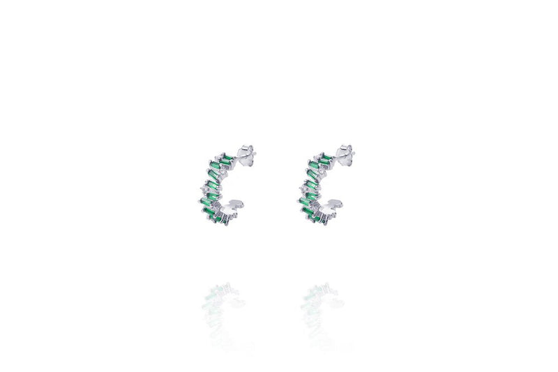 LORA COLOR SMALL HOOPS - Emerald Grün/Silber -LIMITIERT