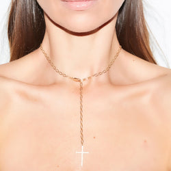 LIV - Stylische Kette mit Kreuz Anhänger - individuell einstellbar -  Silber - CLASSYANDFABULOUS JEWELRY