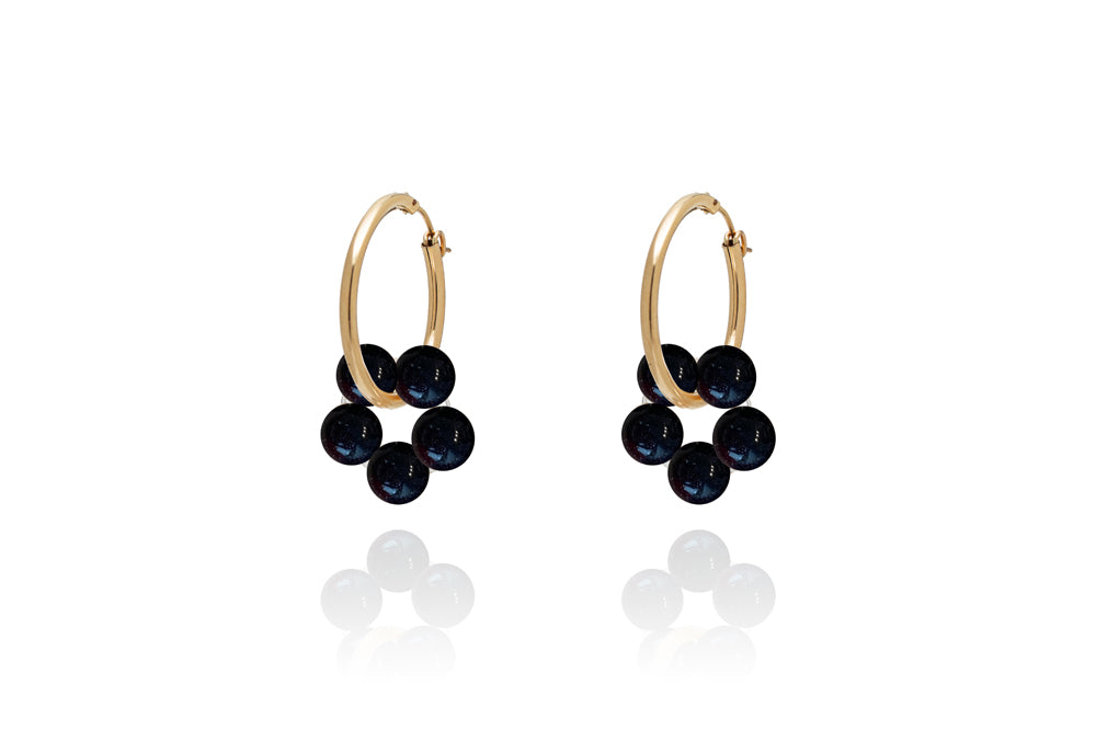 ABSOLUT AZALEA Pearl Earring - Gold / Dark Blue