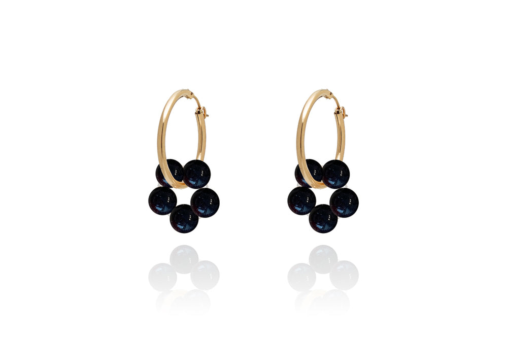 ABSOLUT AZALEA Pearl Earring - Gold / Dark Blue