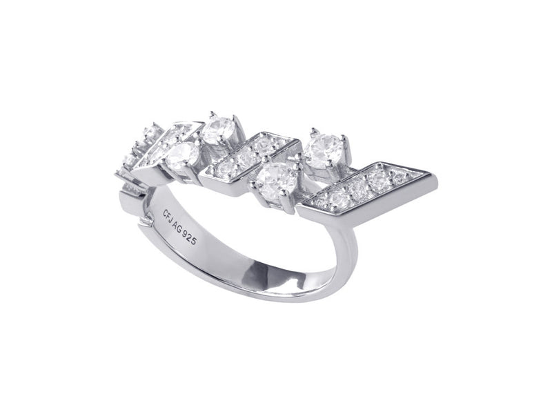 Fifth Avenue 2-Finger Ring - Silber