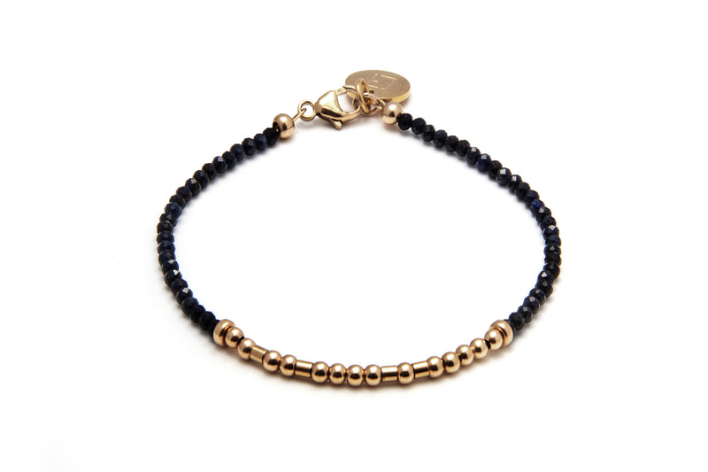 FRIENDS - SAPHIR Morsecode Kugelarmband 2mm -  versch. Edelsteine -Gold - CLASSYANDFABULOUS JEWELRY