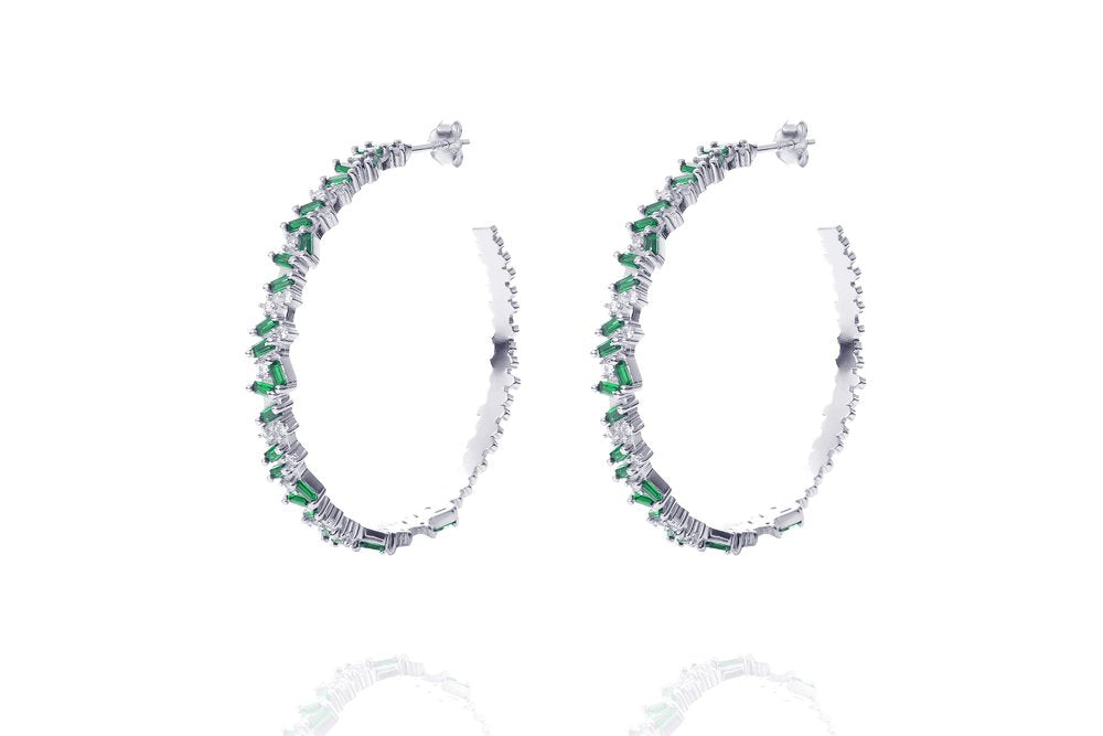 LORA BIG HOOPS - Emerald Grün/ Silber Rhodiniert - LIMITIERT
